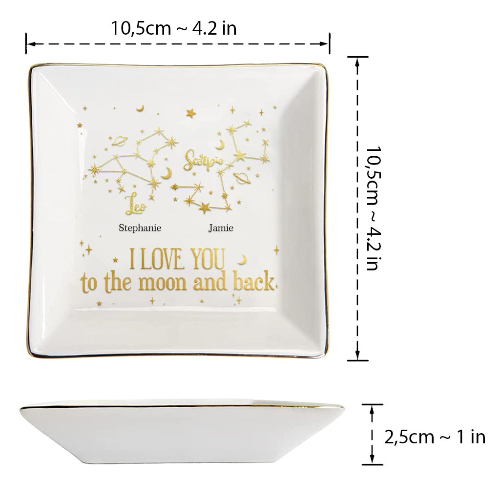 I Love You To The Moon - Personalized Couple Couple Jewelry Dish
