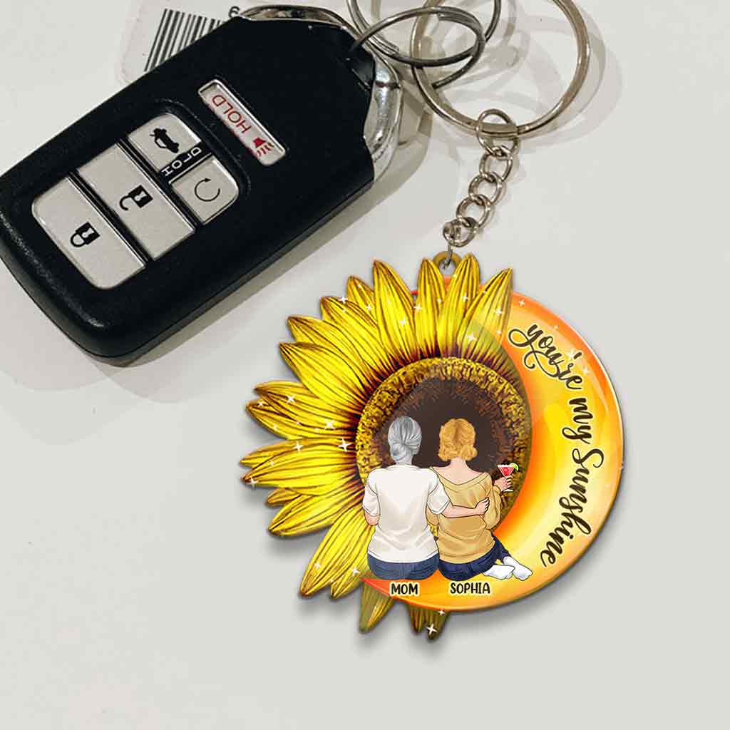 You're My Sunshine - Personalized Mother's Day Mother Keychain (Printed On Both Sides)