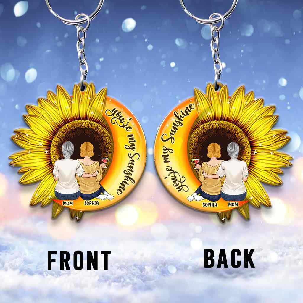 You're My Sunshine - Personalized Mother's Day Mother Keychain (Printed On Both Sides)
