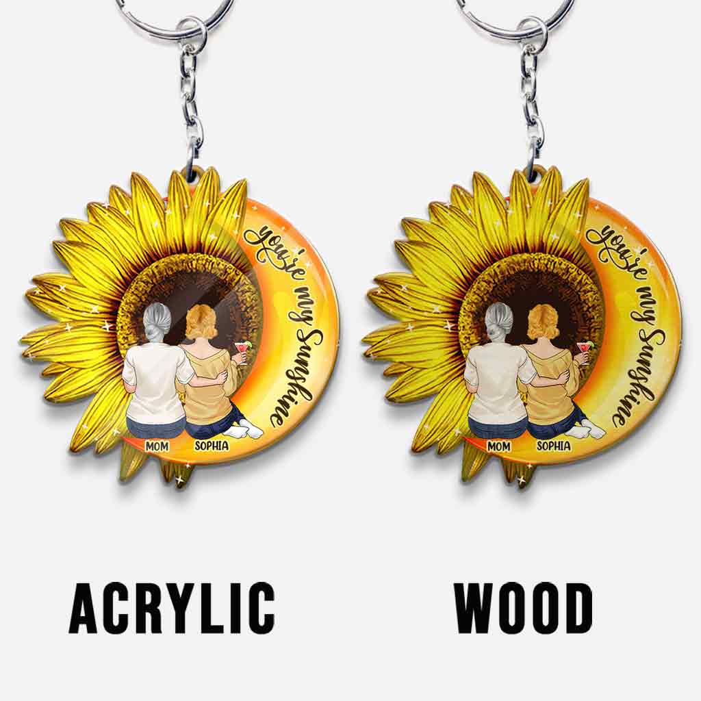 You're My Sunshine - Personalized Mother's Day Mother Keychain (Printed On Both Sides)