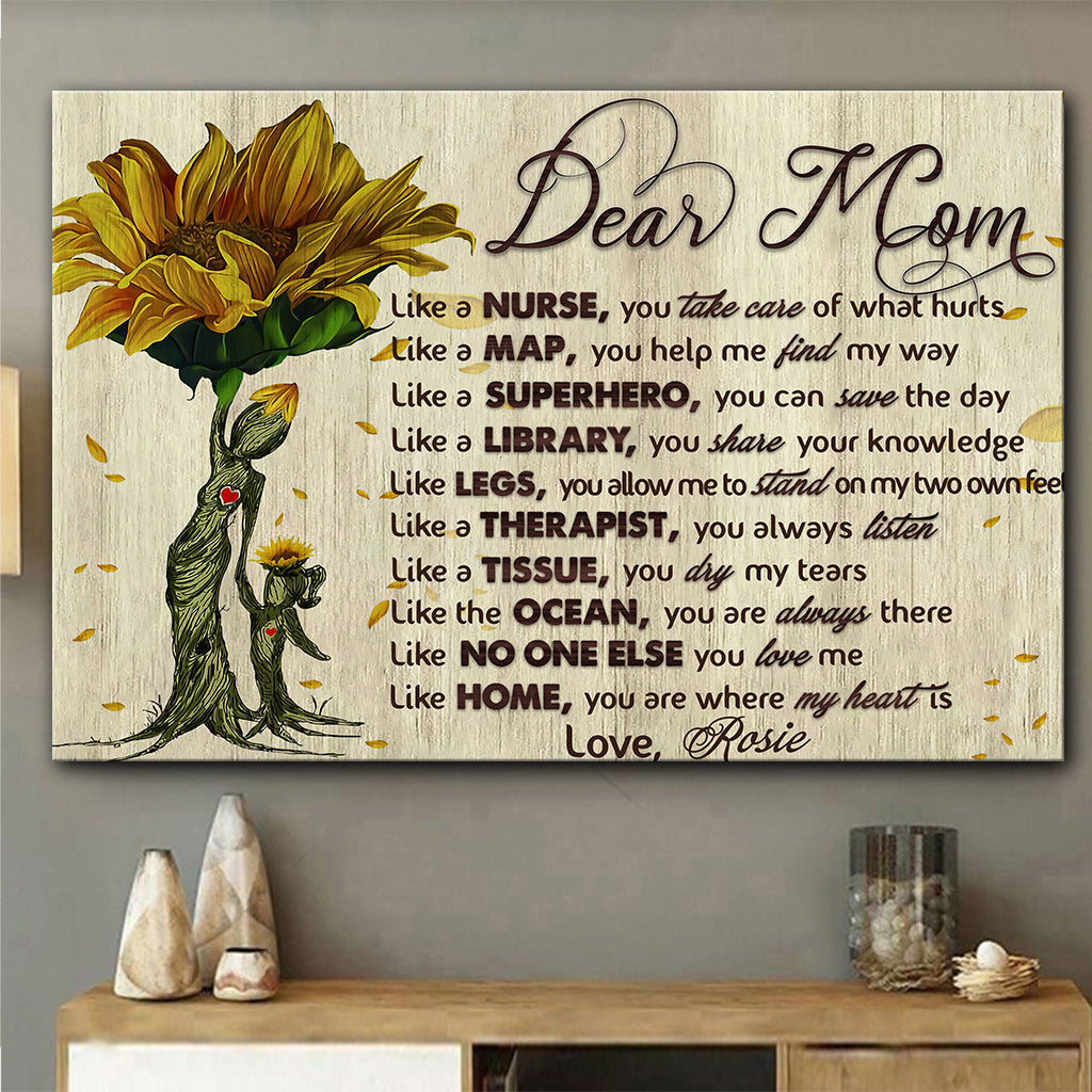 Dear Mom Vintage Sunflower - Personalized Mother's Day Mother Canvas And Poster