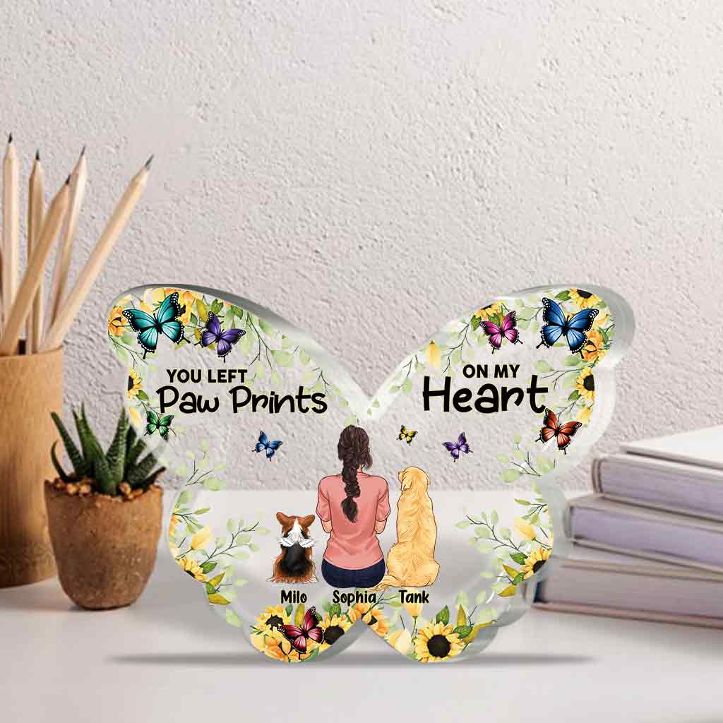 In meinem Herzen – personalisierte Acrylplakette in Hundeform