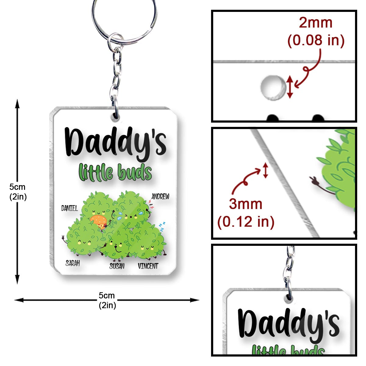 Daddy's Little Buds - Personalized Weed Transparent Keychain