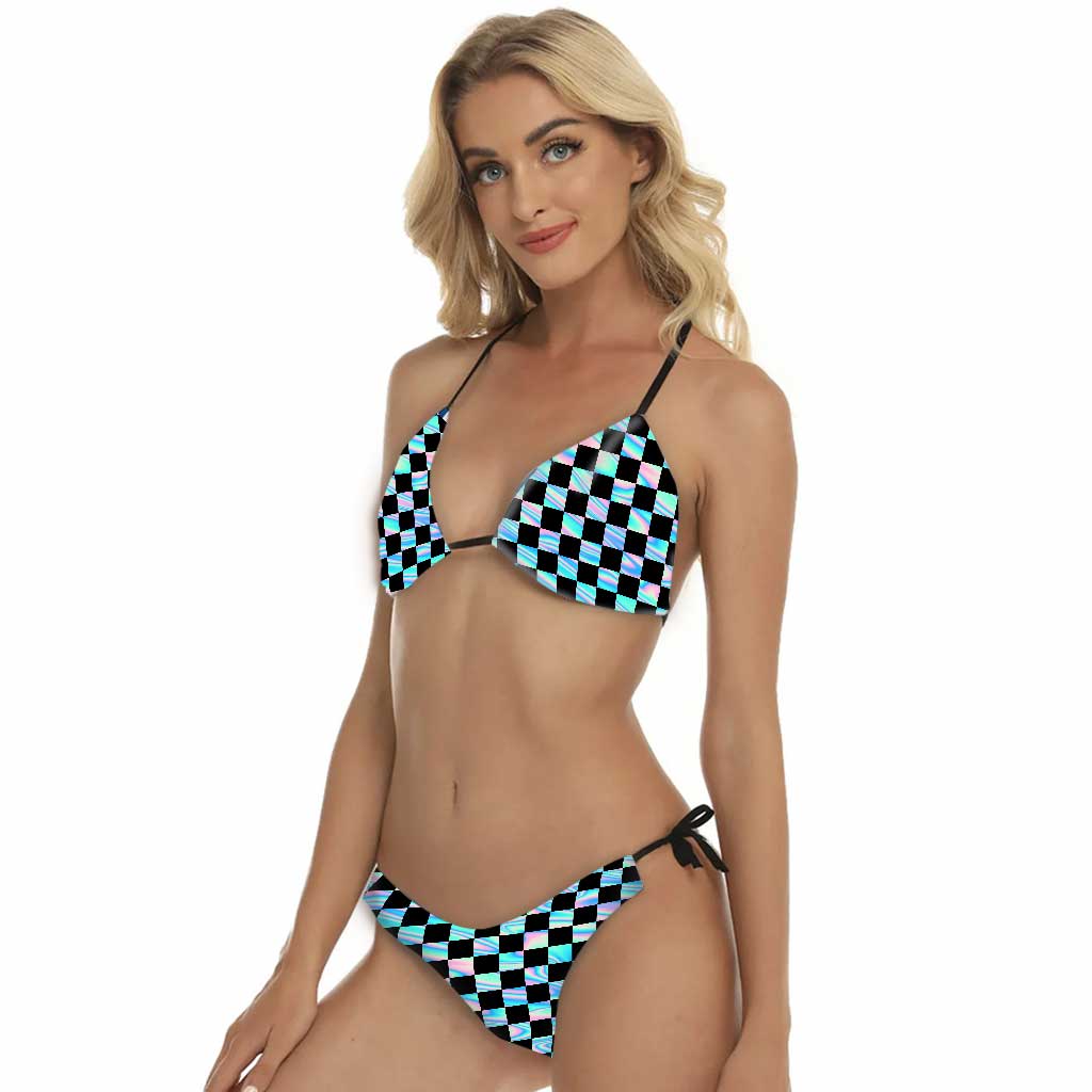 Maillot de bain bikini triangle pour femme, style course sur piste de terre.