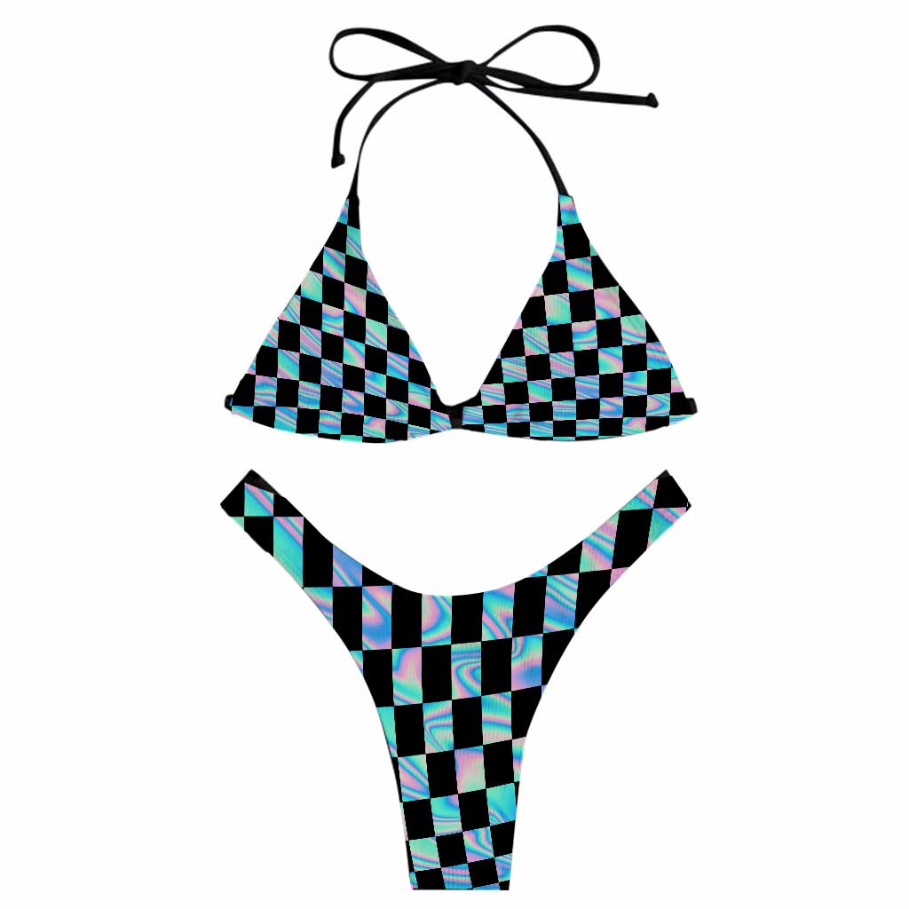 Maillot de bain bikini triangle pour femme, style course sur piste de terre.
