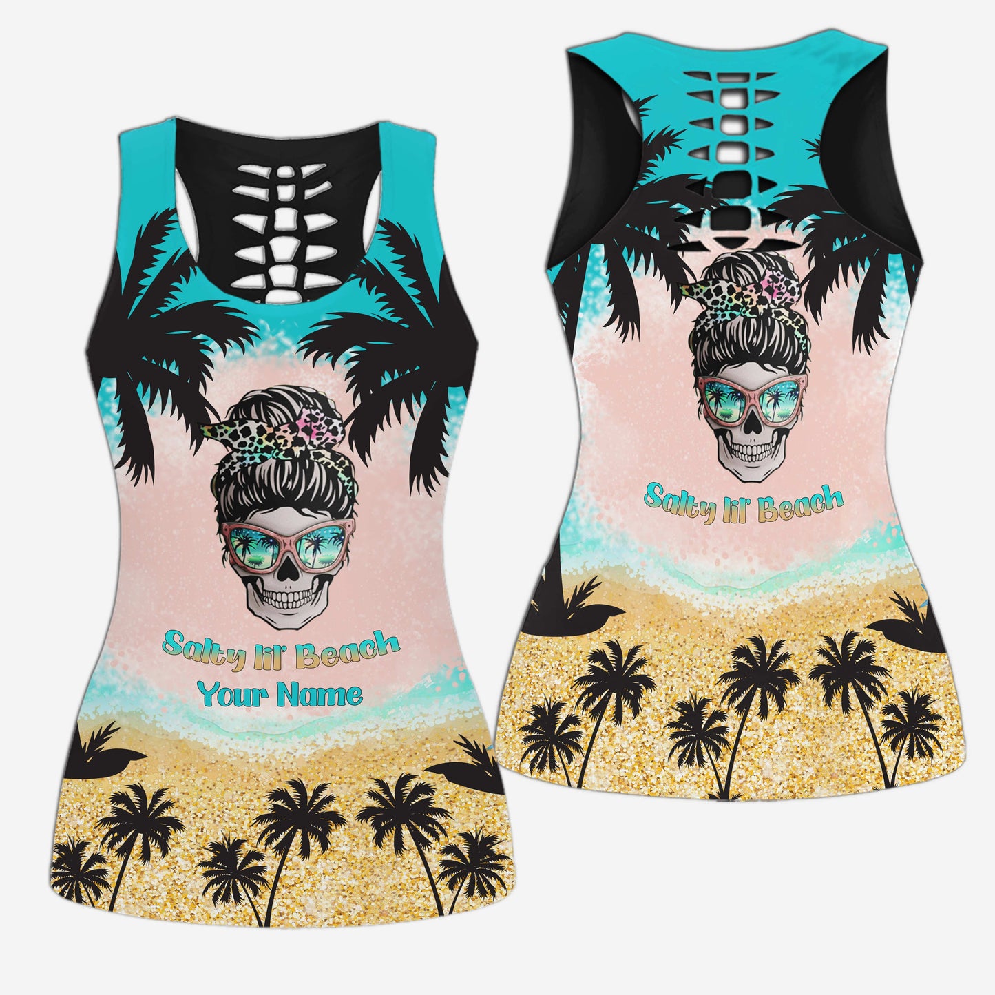 Salty Lil' Beach – Personalisiertes Tanktop und Shorts für Meeresliebhaberinnen