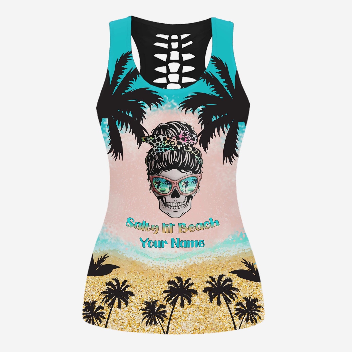 Salty Lil' Beach – Personalisiertes Tanktop und Shorts für Meeresliebhaberinnen