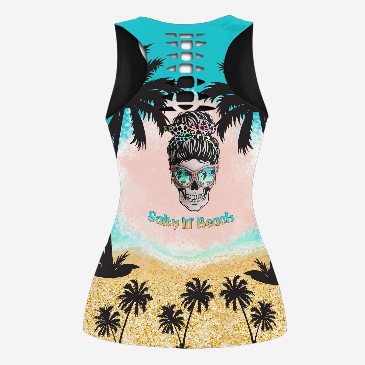 Salty Lil' Beach – Personalisiertes Tanktop und Shorts für Meeresliebhaberinnen