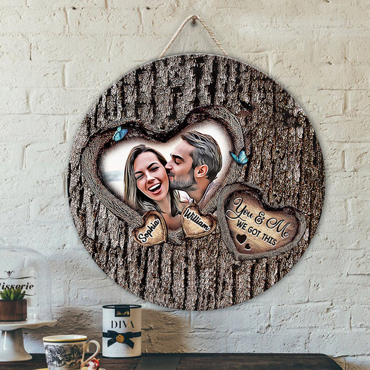 God Bless The Broken Road - Personalized Couple Round Wood Sign