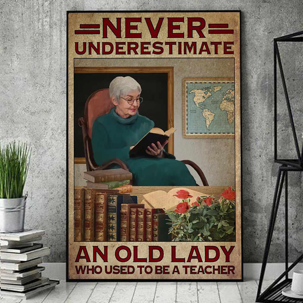 Unterschätze niemals eine alte Dame – Lehrerposter