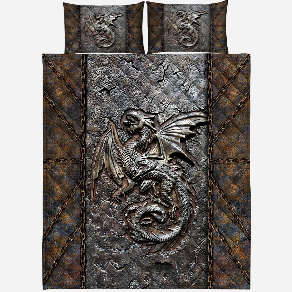 Dragon Fossil 3D Pattern Print Quilt Bed Set