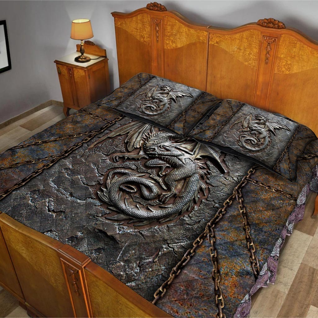 Dragon Fossil 3D Pattern Print Quilt Bed Set