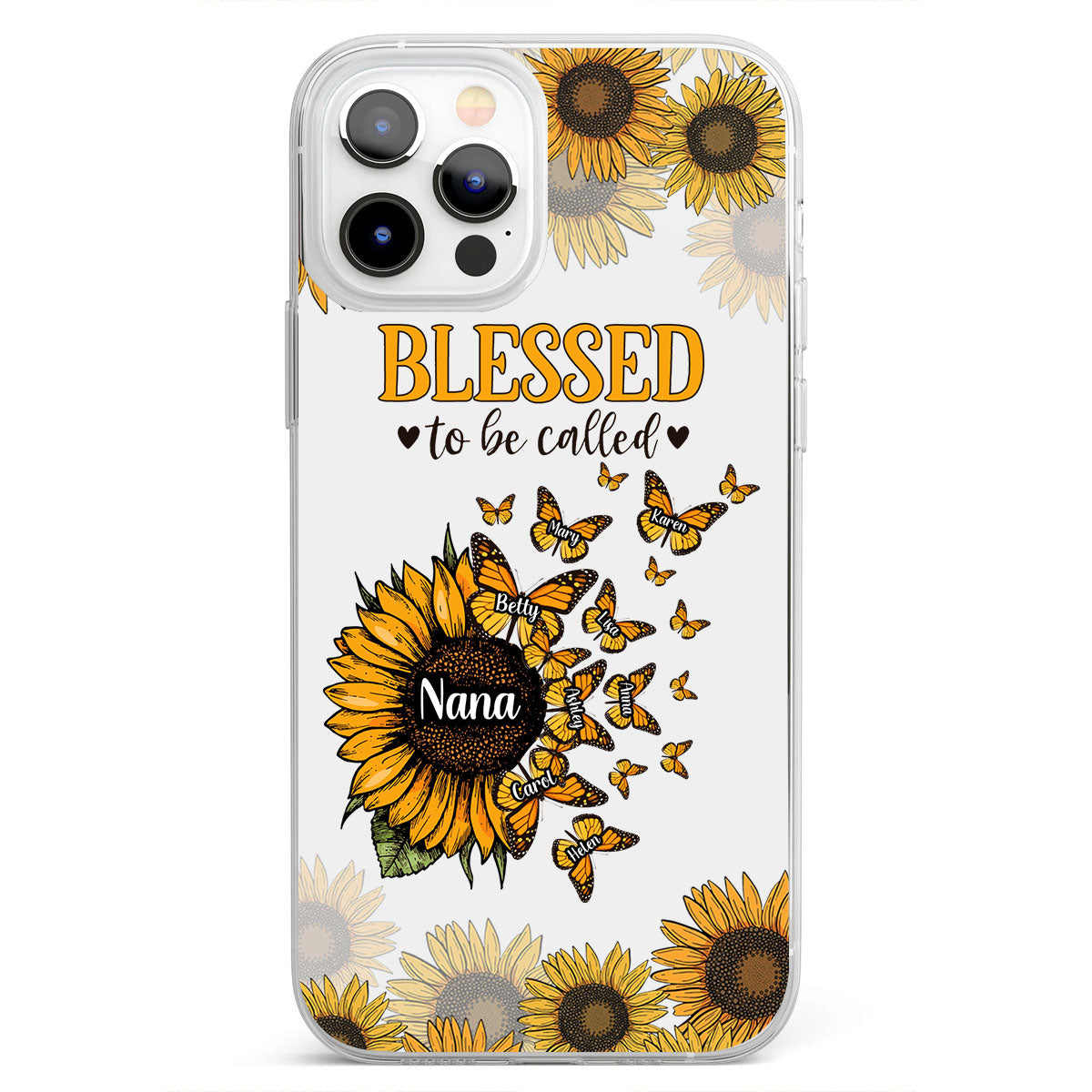 Wunderschöne Sonnenblume – Gesegnet, so genannt zu werden – Geschenk für Oma, Mama – Personalisierte, transparente Handyhülle