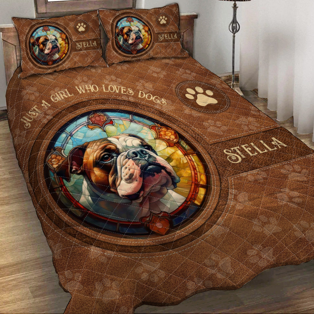 Ensemble de courtepointe personnalisé pour chien en vitrail