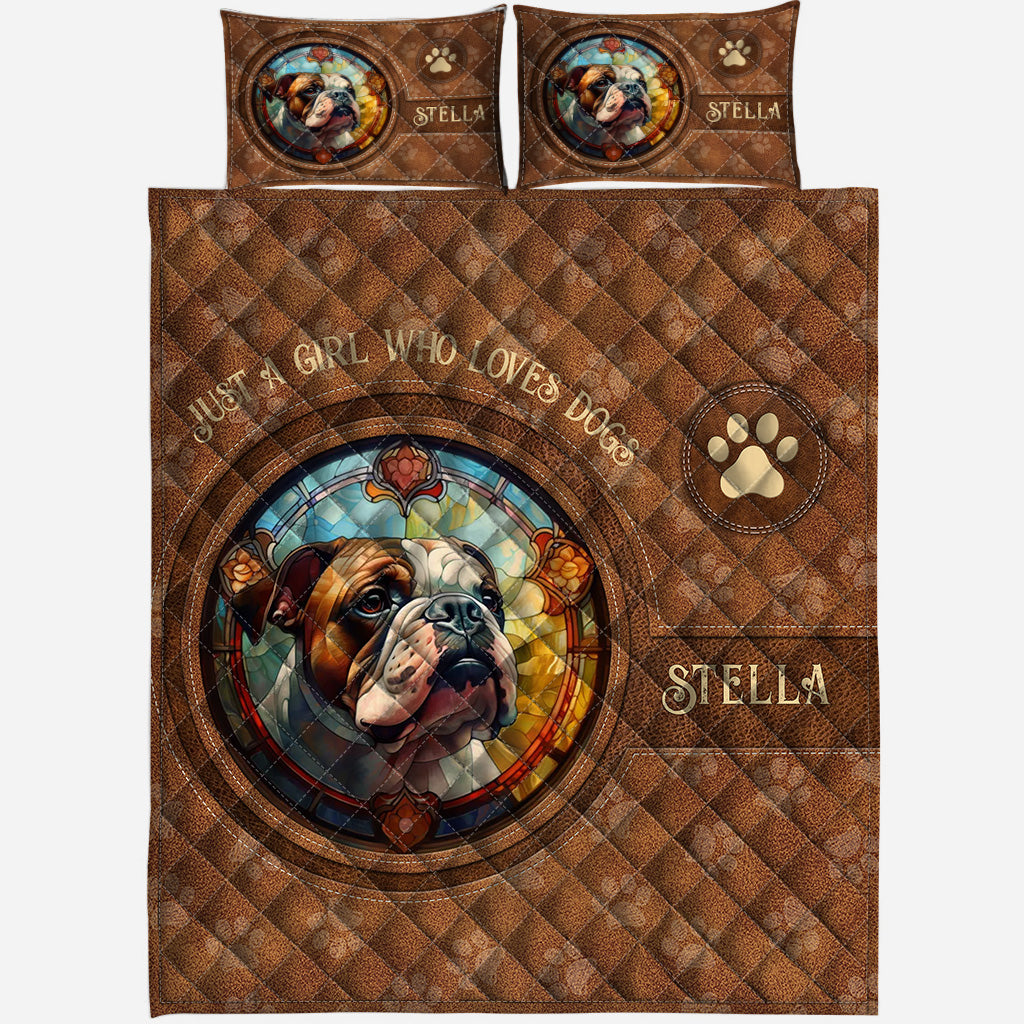 Ensemble de courtepointe personnalisé pour chien en vitrail