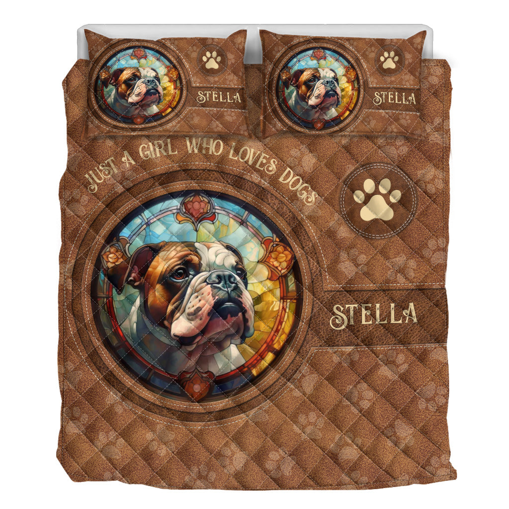 Ensemble de courtepointe personnalisé pour chien en vitrail