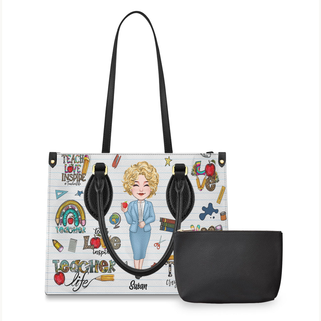 Vie d'enseignant - Sac à main en cuir personnalisé pour enseignant