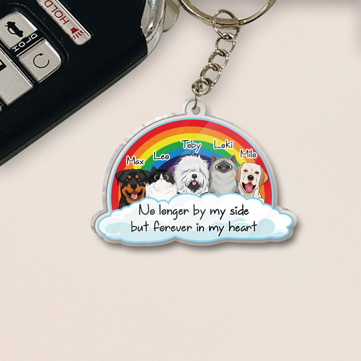 Porte-clés pour chien personnalisé « Plus à mes côtés » (Impression recto verso)