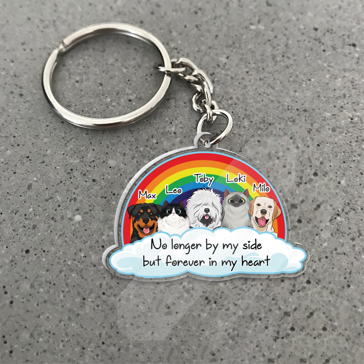 Porte-clés pour chien personnalisé « Plus à mes côtés » (Impression recto verso)