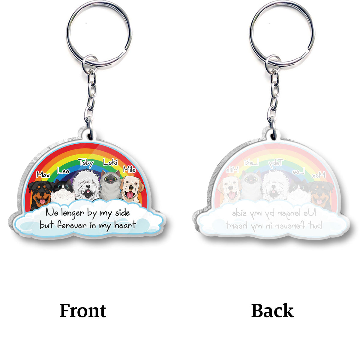 Porte-clés pour chien personnalisé « Plus à mes côtés » (Impression recto verso)