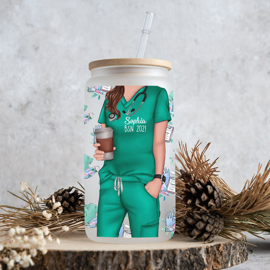 She Believed She Could - Personalized Nurse Can Glass