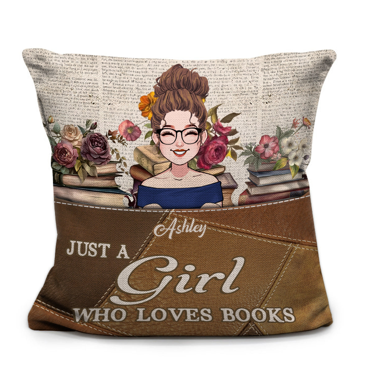Juste une fille qui aime les livres - Coussin à poche de livre personnalisé