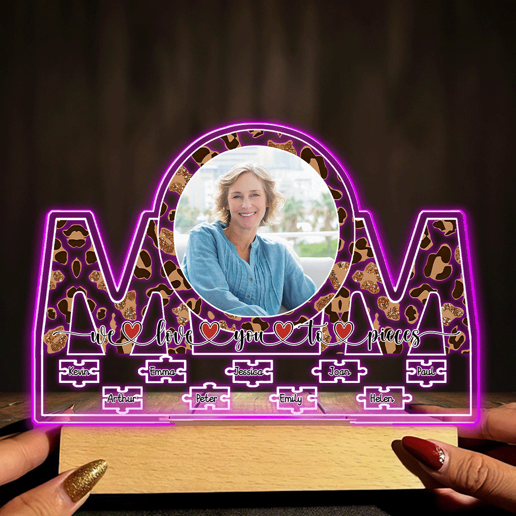 We Love You To Pieces - Personalized Mother's Day Mother Shaped Plaque Light Base