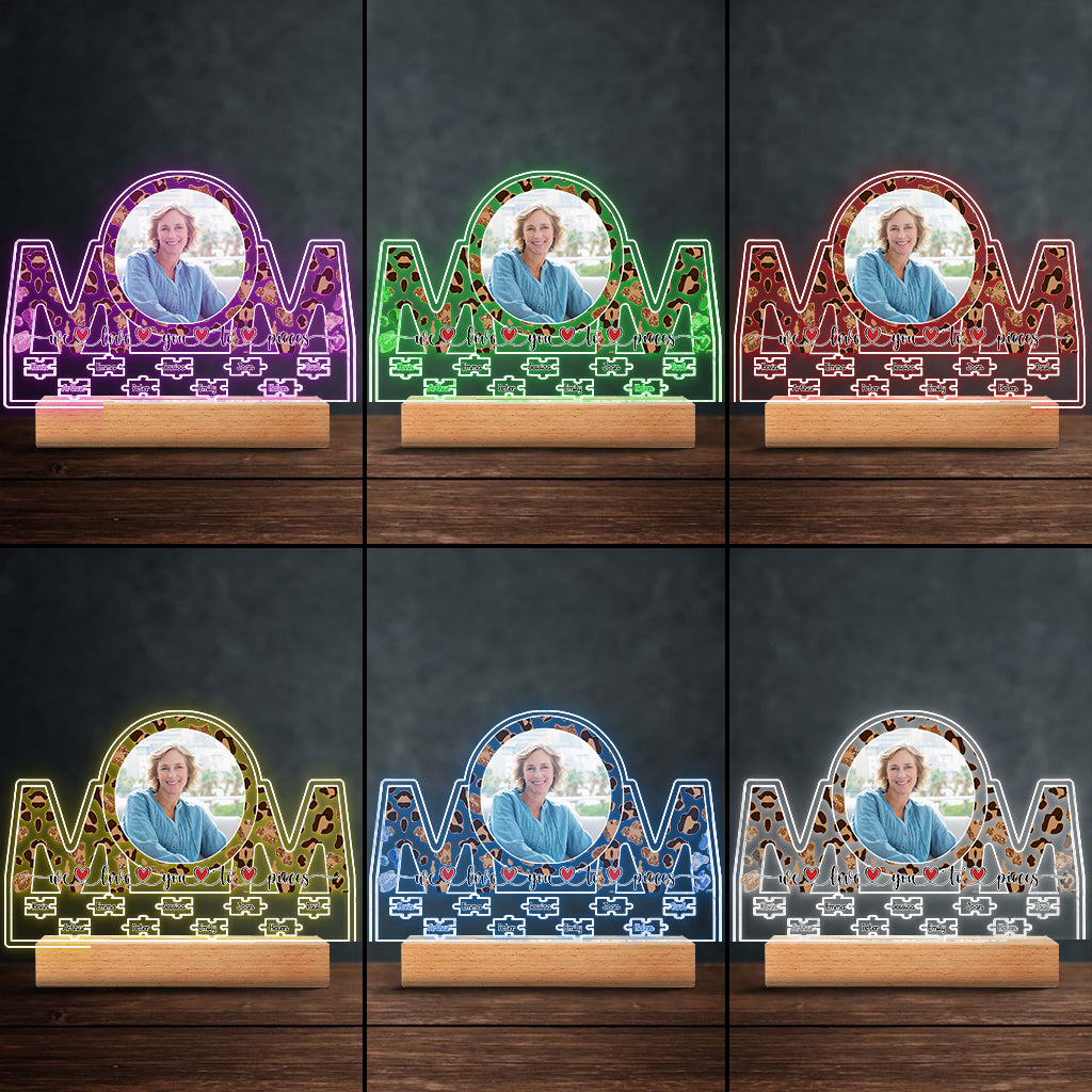 We Love You To Pieces - Personalized Mother's Day Mother Shaped Plaque Light Base