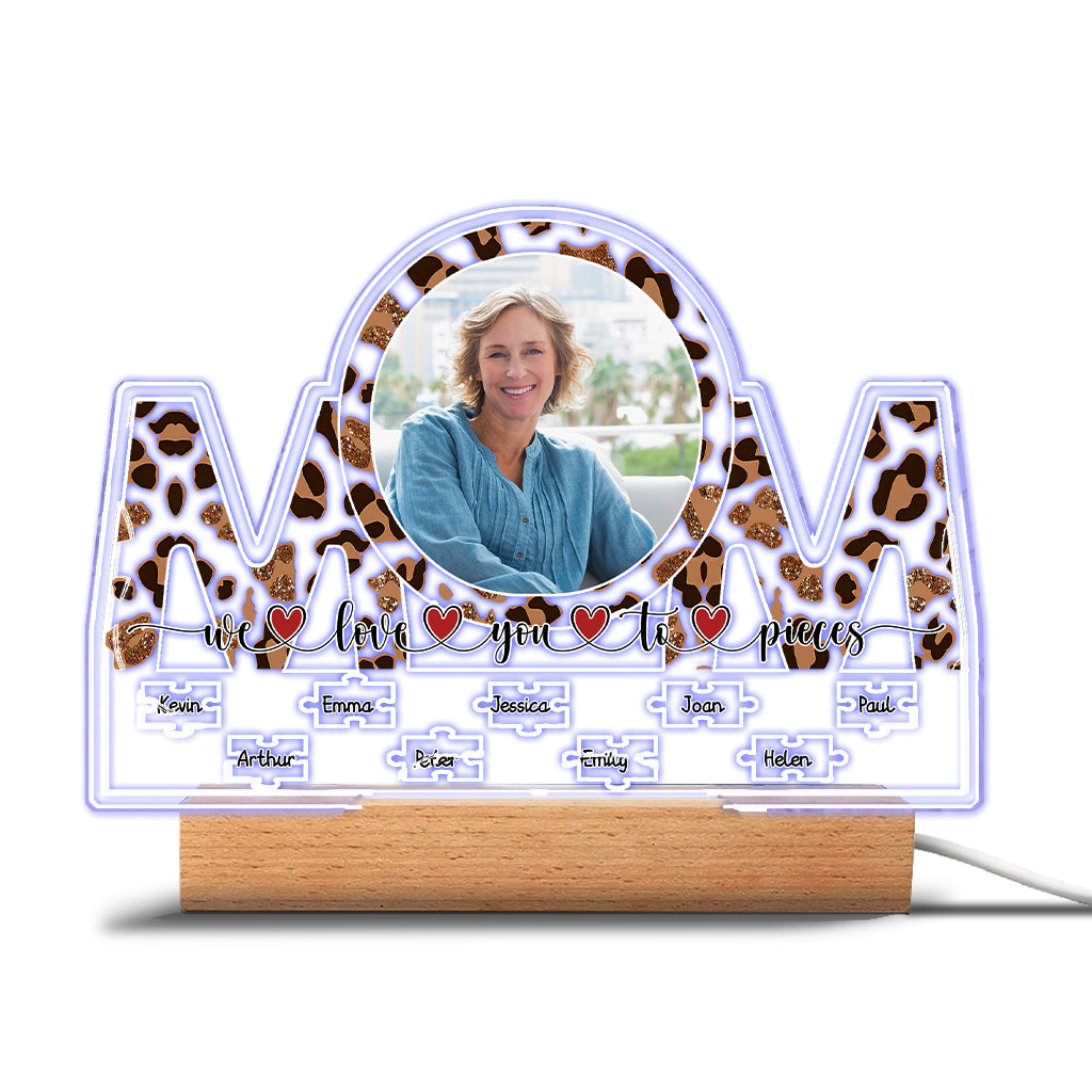 We Love You To Pieces - Personalized Mother's Day Mother Shaped Plaque Light Base