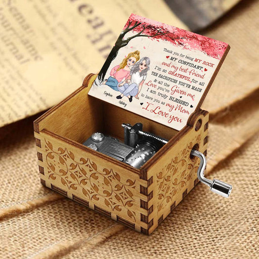 Thanh You For Being My Rock - Personalized Mother Hand Crank Music Box
