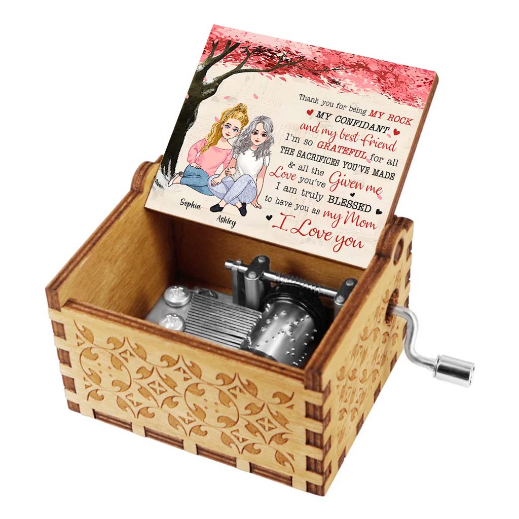 Thanh You For Being My Rock - Personalized Mother Hand Crank Music Box
