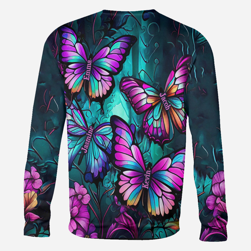 Grandma's Butterflies - Personalized Grandma All Over Shirt