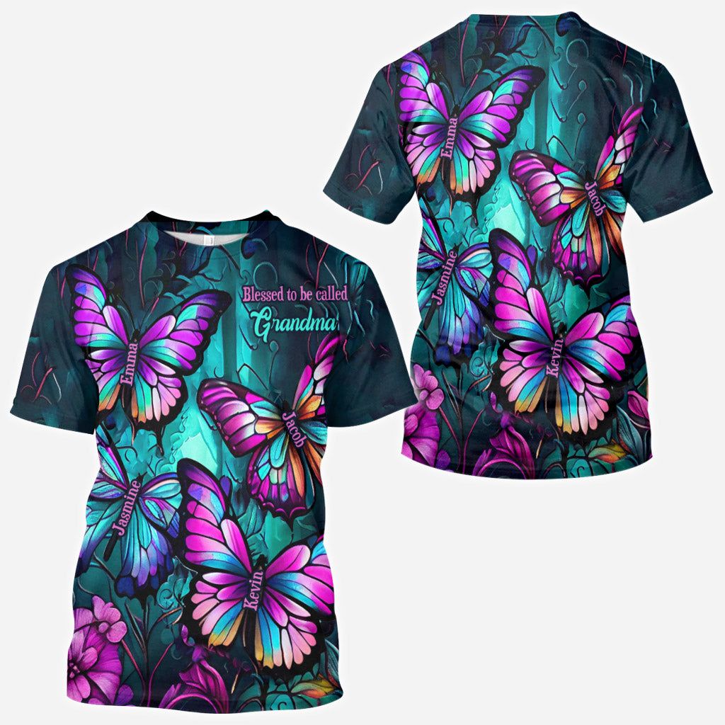 Grandma's Butterflies - Personalized Grandma All Over Shirt
