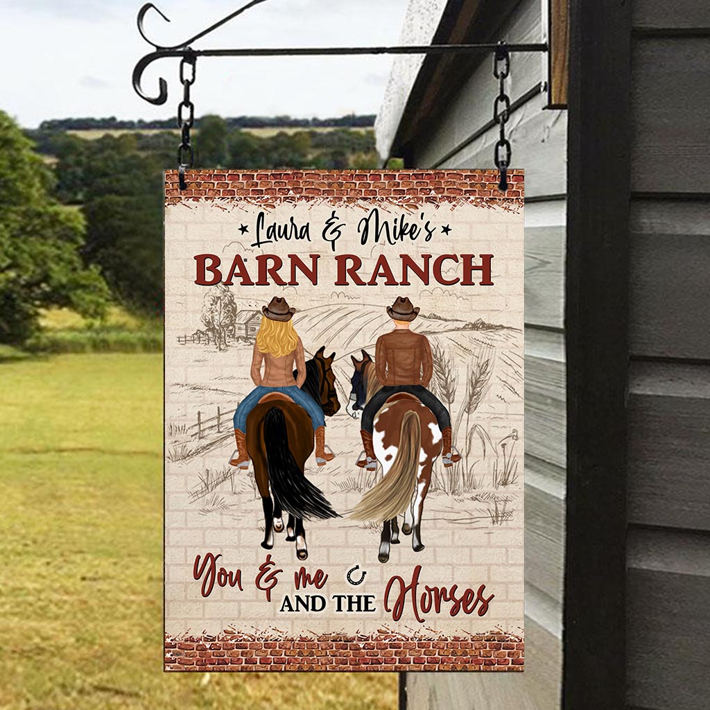 You And Me And The Horse - Personalized Horse Rectangle Metal Sign