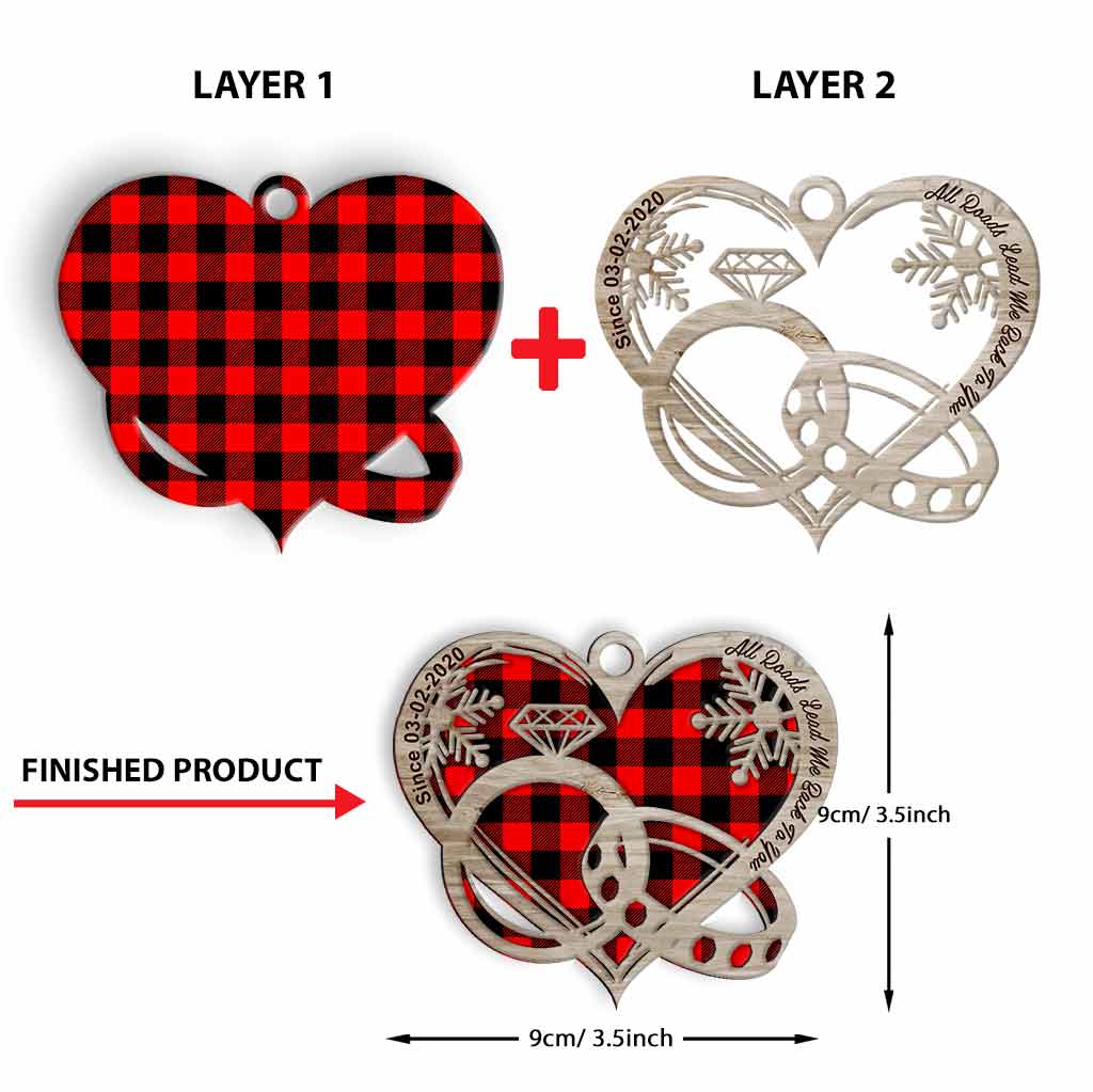 All Roads Lead Me Back To You - Personalized Couple Layered Wood Ornament