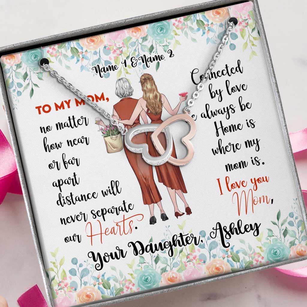 Mother And Daughter - Personalized Mother Two Hearts Necklace