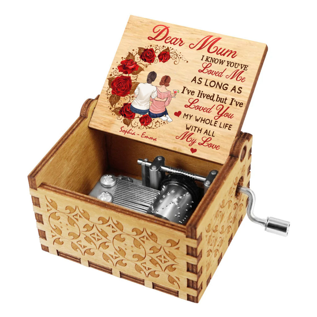 Mom I've Loved You - Gift for mom, grandma, husband, wife, aunt, sister, brother - Personalized Hand Crank Music Box