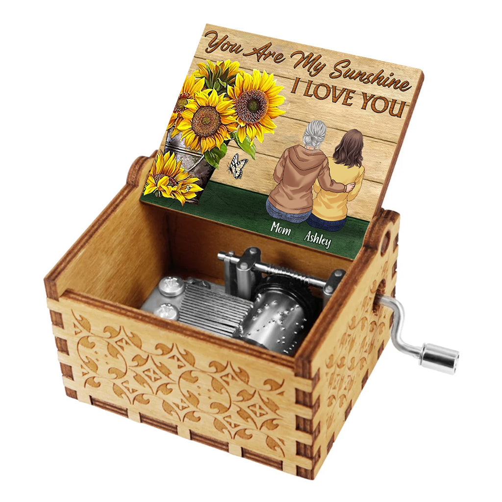 My Sunshine Vintage Sunflower - Personalized Mother's Day Mother Hand Crank Music Box