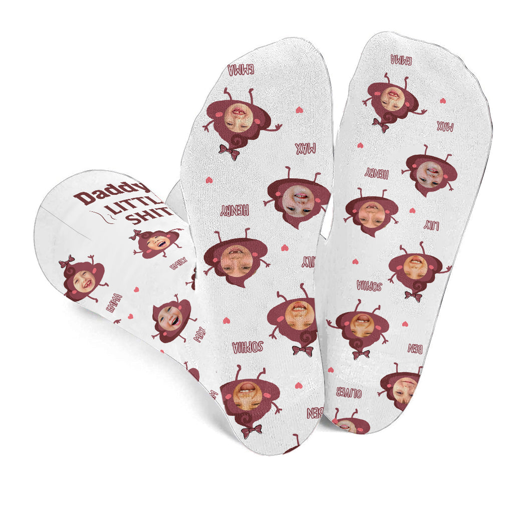 Daddy Little Shits - Gift for dad, grandma, grandpa, mom, uncle, aunt, brother, sister - Personalized Socks