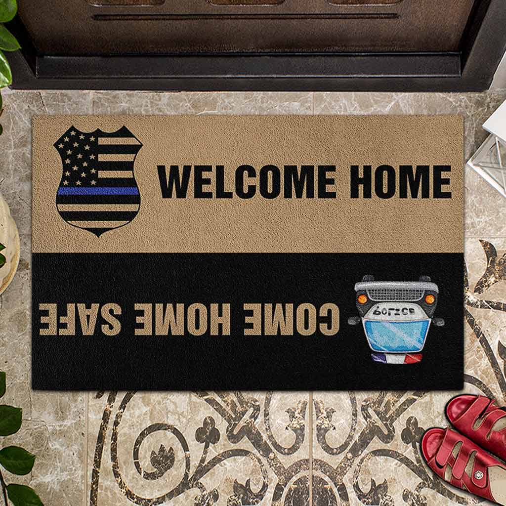 Welcome Home - Police Coir Pattern Print Doormat 062021