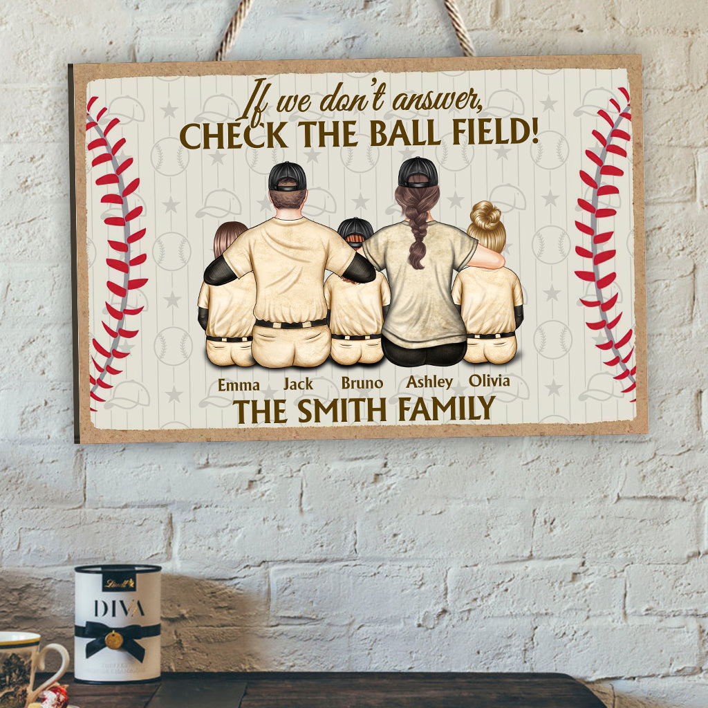 Vérifiez le terrain - Panneau en bois de baseball personnalisé