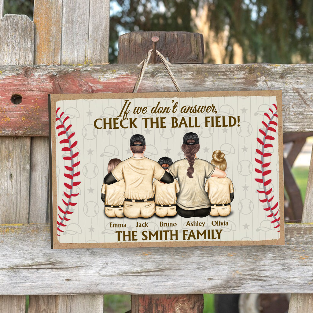 Vérifiez le terrain - Panneau en bois de baseball personnalisé