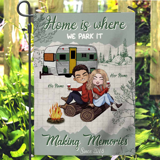 Home Is Where We Park It Making Memories - Personalized Couple Camping Garden Flag