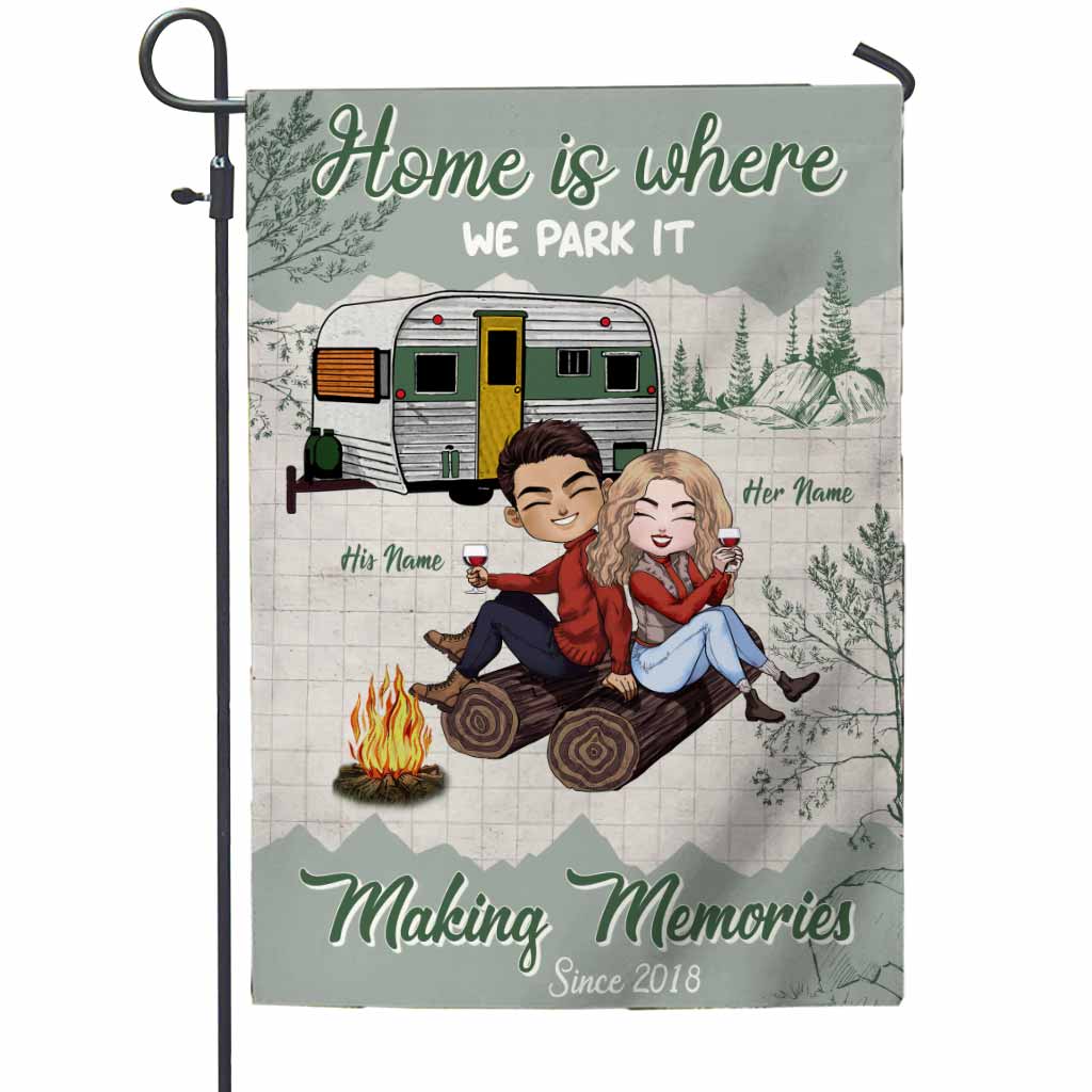 Home Is Where We Park It Making Memories - Personalized Couple Camping Garden Flag