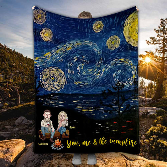 Du, ich und das Lagerfeuer – Personalisierte Campingdecke für Paare