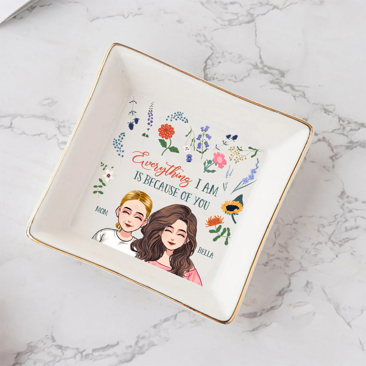 Everything I Am - Gift for mom, grandma, daughter, son, granddaughter, grandson - Personalized Jewelry Dish