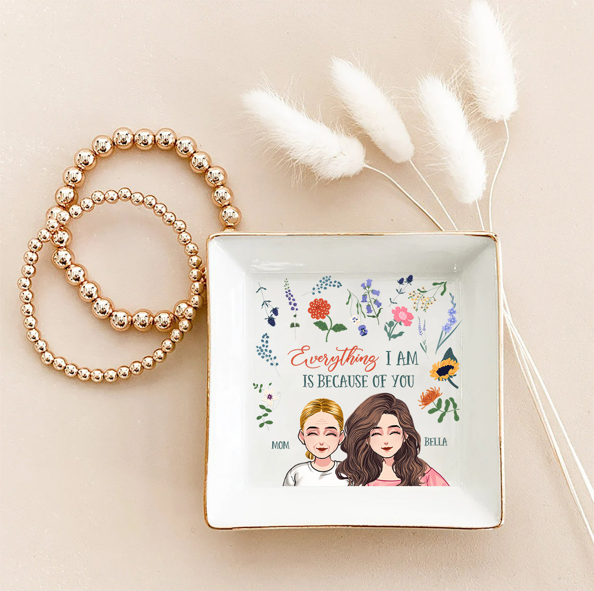 Everything I Am - Gift for mom, grandma, daughter, son, granddaughter, grandson - Personalized Jewelry Dish