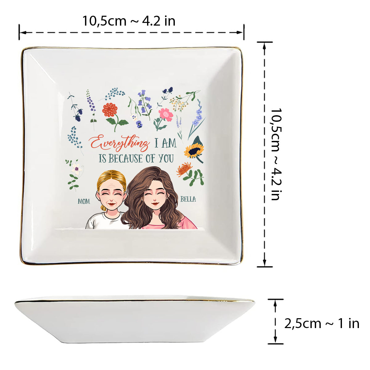 Everything I Am - Gift for mom, grandma, daughter, son, granddaughter, grandson - Personalized Jewelry Dish