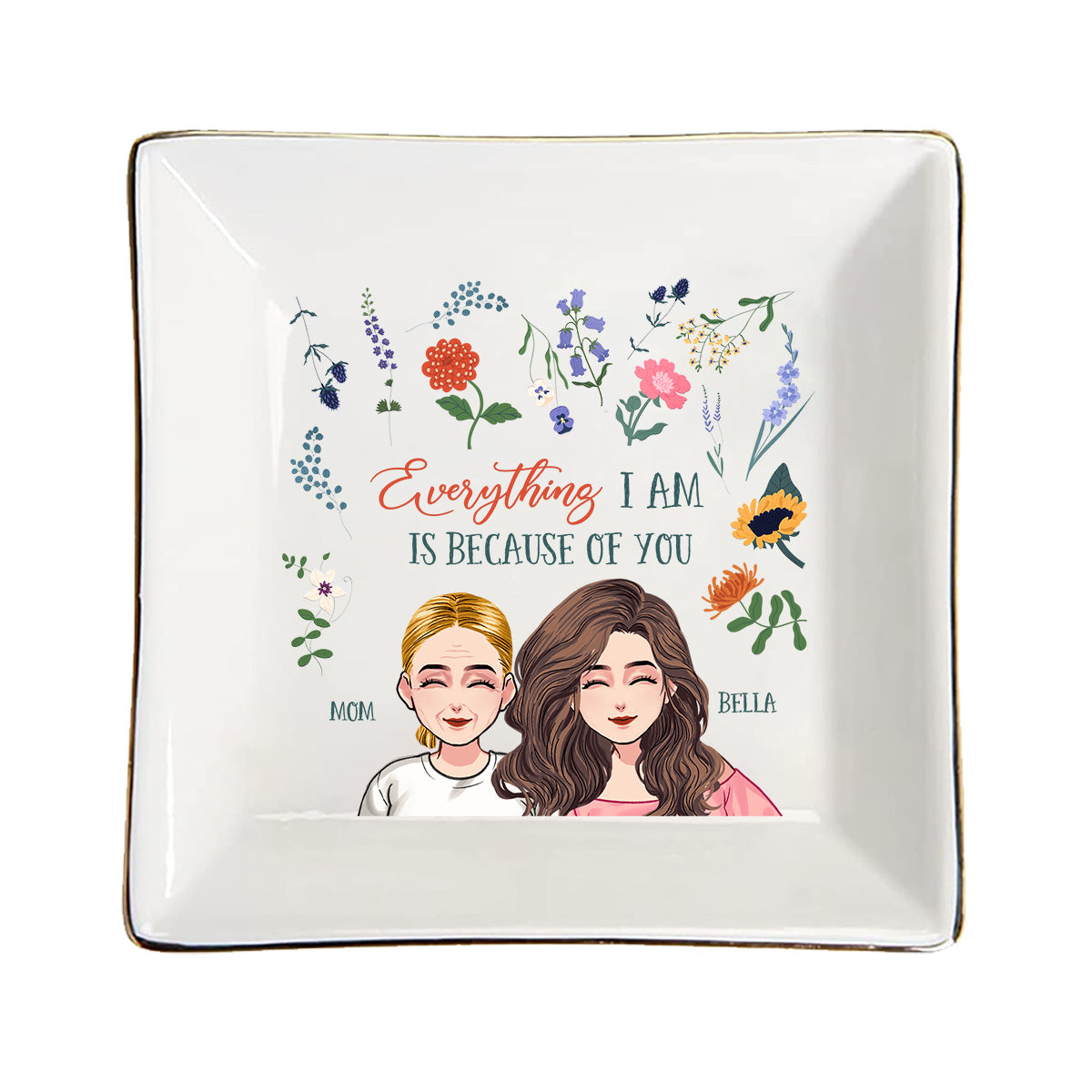 Everything I Am - Gift for mom, grandma, daughter, son, granddaughter, grandson - Personalized Jewelry Dish