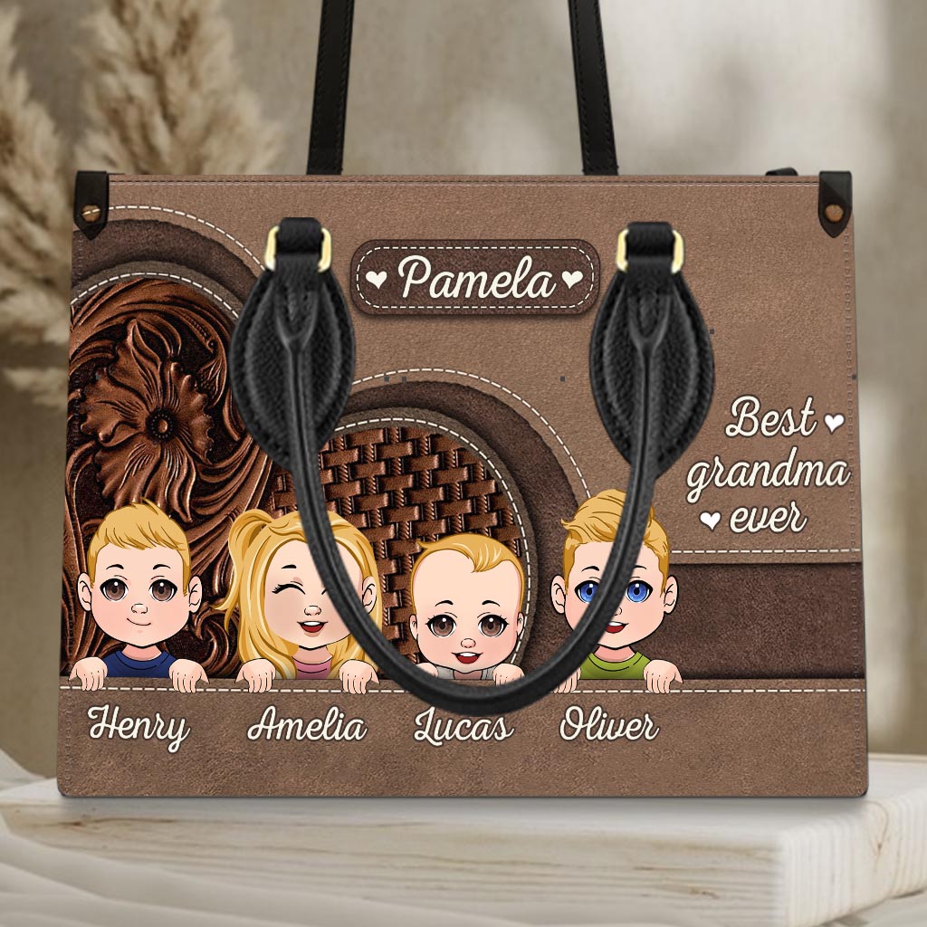 Best Grandma Ever - Personalized Grandma Leather Handbag